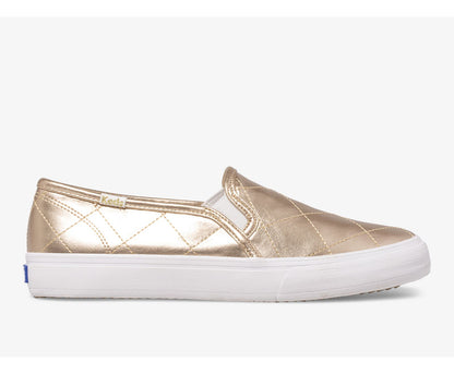 Women Double Decker Quilted Metallic Gold - Keds