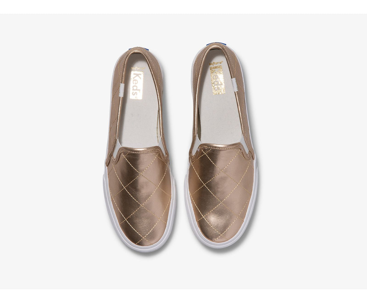 Women Double Decker Quilted Metallic Gold - Keds
