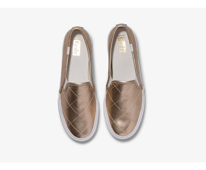 Women Double Decker Quilted Metallic Gold - Keds