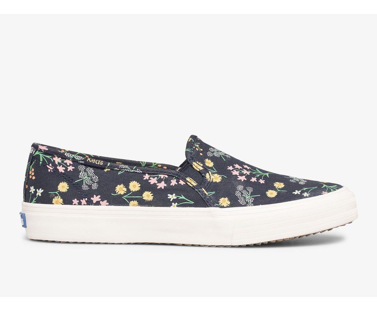 Women Keds x Rifle Paper Co. Double Decker Petite Fleurs Printed Indigo - Keds