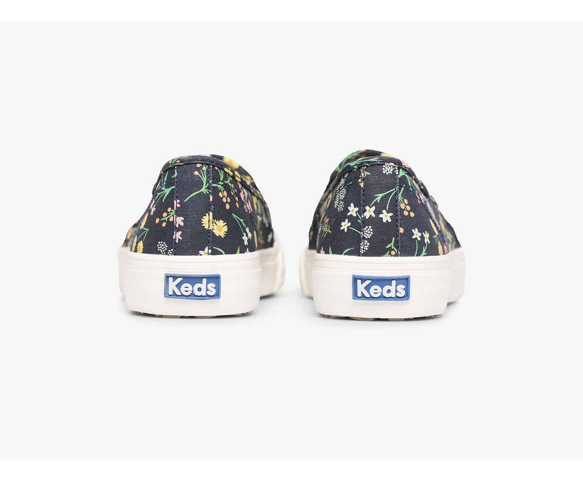 Women Keds x Rifle Paper Co. Double Decker Petite Fleurs Printed Indigo - Keds
