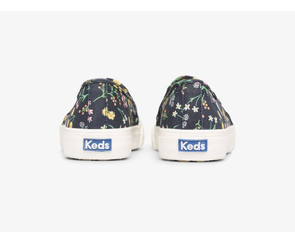 Women Keds x Rifle Paper Co. Double Decker Petite Fleurs Printed Indigo - Keds