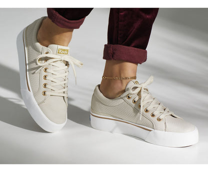 Women Jump Kick Duo Vegan Soft Buck + Croc Emboss Latte - Keds