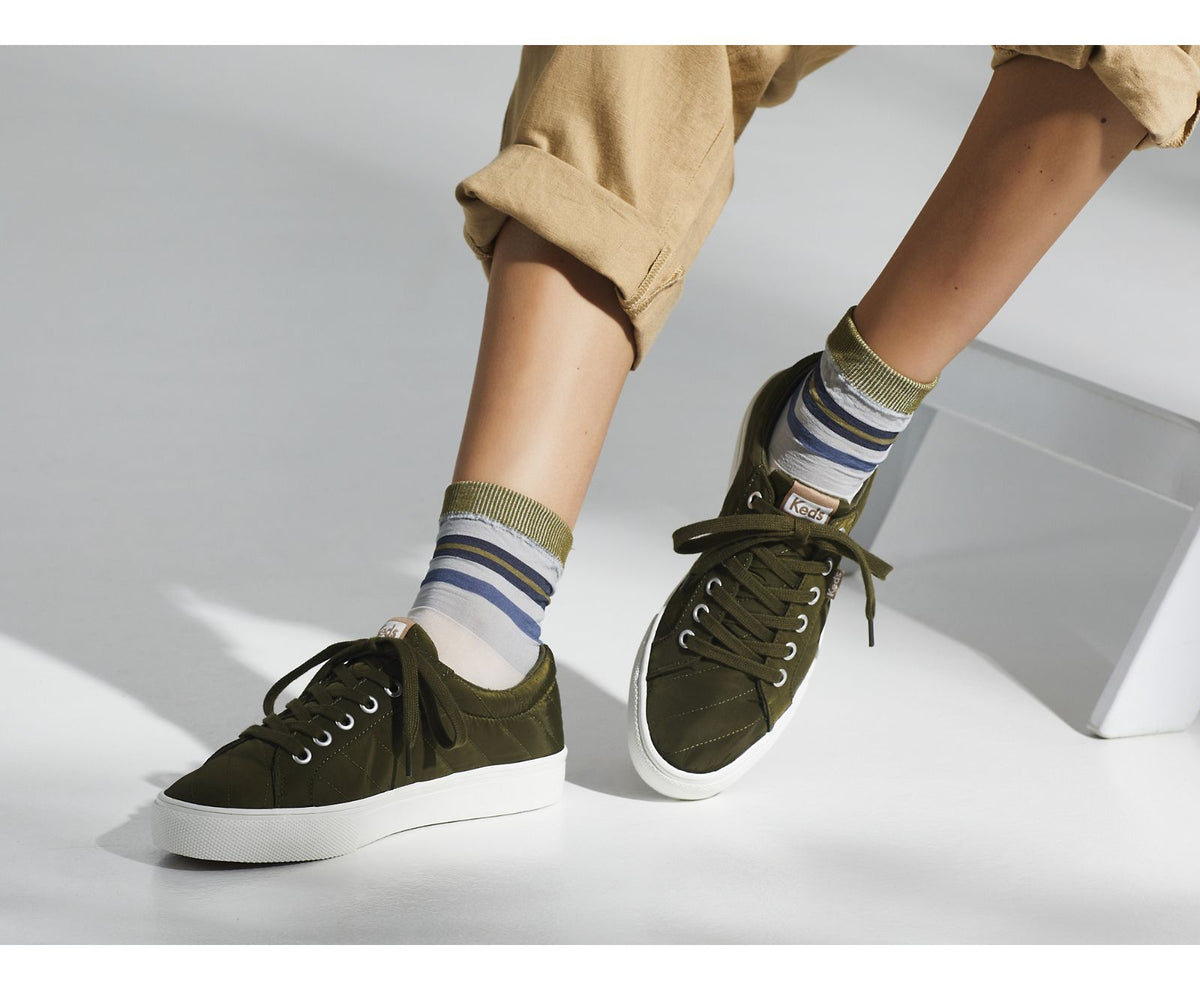 Women Jump Kick Water Resistant Quilted Puffer Olive - Keds