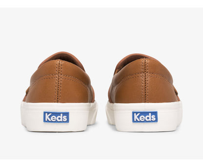 Women Jump Kick Slip Leather Cognac - Keds