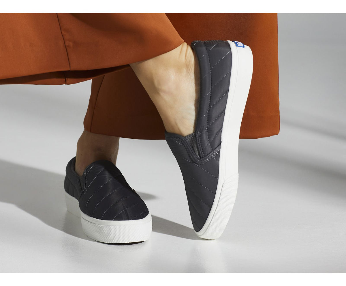 Women Jump Kick Slip On Water Resistant Quilted Puffer Gray - Keds