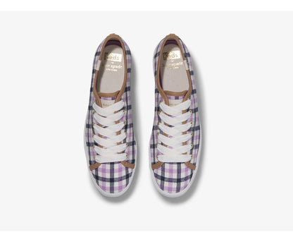 Women Keds x kate spade new york Triple Kick Gingham Flannel Cream Purple - Keds