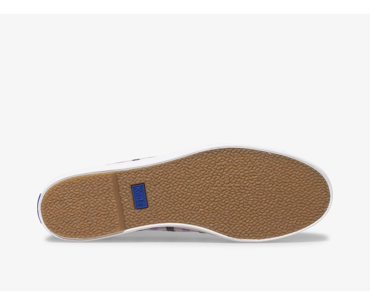Women Keds x kate spade new york Triple Kick Gingham Flannel Cream Purple - Keds