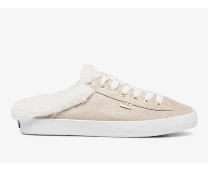 Women Keds x kate spade new york Kickstart Mule Fur Collar Glitter Suede Metallic Multi - Keds