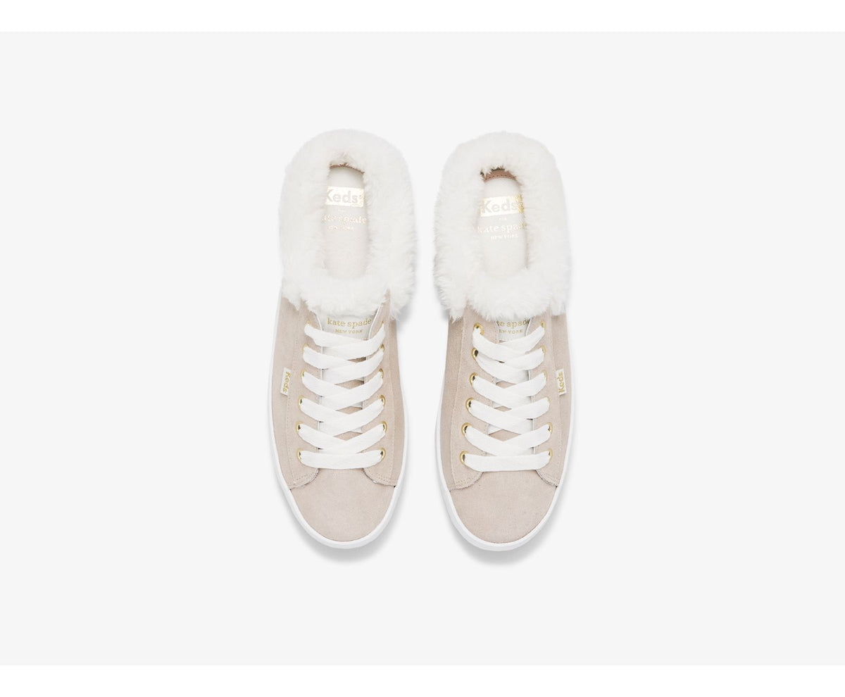 Women Keds x kate spade new york Kickstart Mule Fur Collar Glitter Suede Metallic Multi - Keds