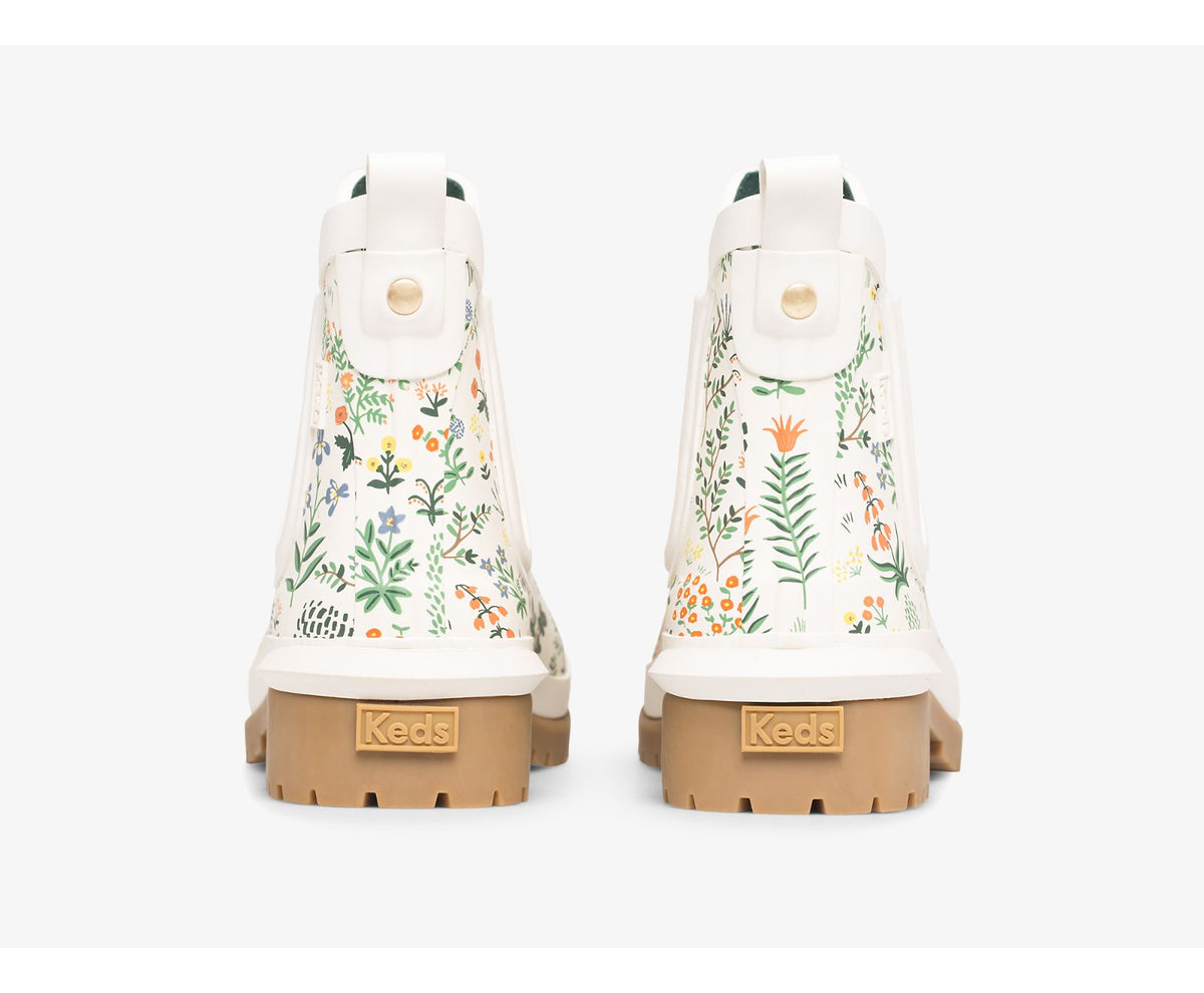 Women Keds x Rifle Paper Co. Rowan Rain Boot Menagerie White Green - Keds