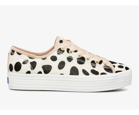 Women Keds x kate spade new york Triple Kick Oversized Dot Calf Hair White Pink - Keds