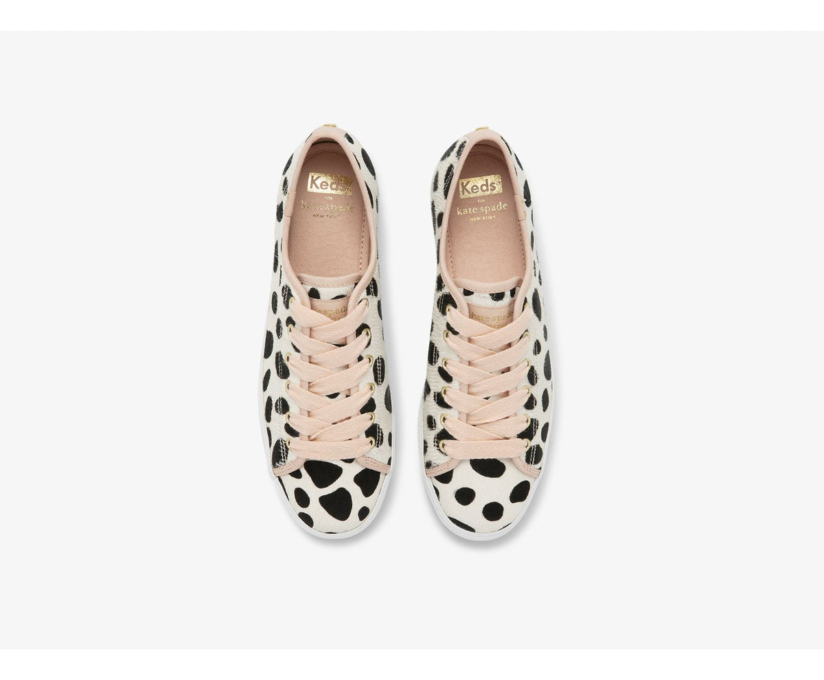 Women Keds x kate spade new york Triple Kick Oversized Dot Calf Hair White Pink - Keds