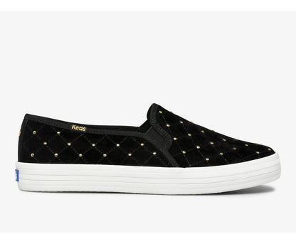 Women Keds x kate spade new york Double Decker Quilted Velvet Black - Keds