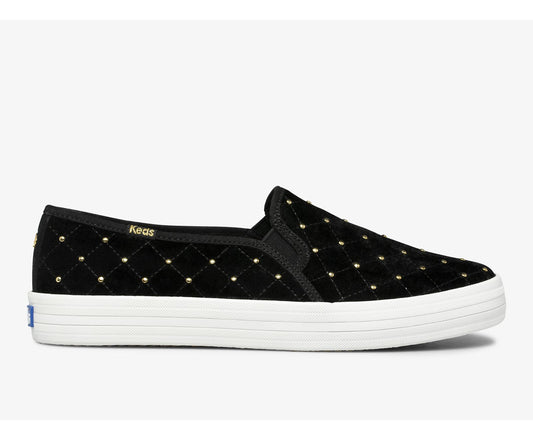 Women Keds x kate spade new york Double Decker Quilted Velvet Black - Keds