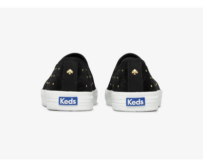 Women Keds x kate spade new york Double Decker Quilted Velvet Black - Keds
