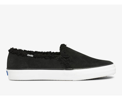 Women Double Decker Suede Faux Shearling Black - Keds