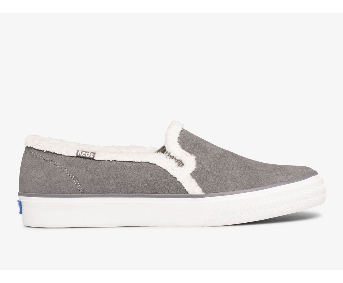 Women Double Decker Suede Faux Shearling Smoke - Keds