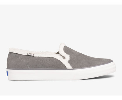 Women Double Decker Suede Faux Shearling Smoke - Keds