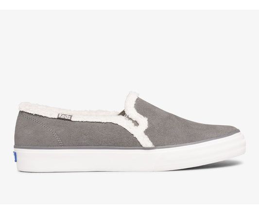 Women Double Decker Suede Faux Shearling Smoke - Keds