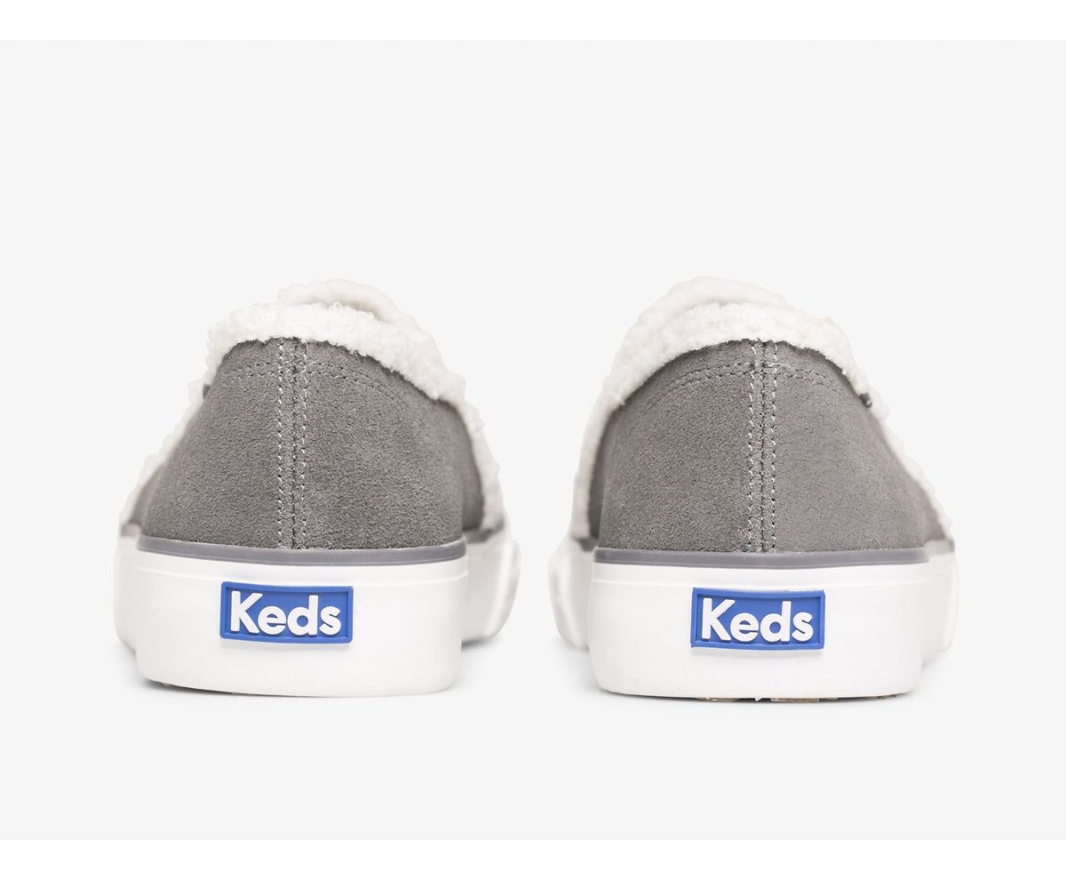 Women Double Decker Suede Faux Shearling Smoke - Keds
