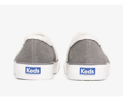 Women Double Decker Suede Faux Shearling Smoke - Keds