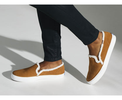 Women Double Decker Suede Faux Shearling Brown - Keds