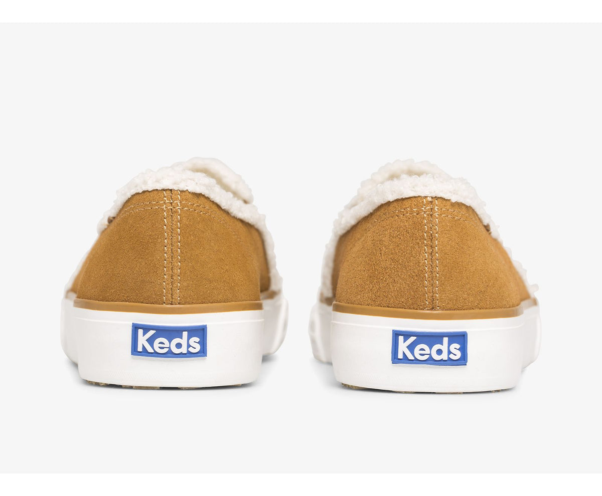 Women Double Decker Suede Faux Shearling Brown - Keds