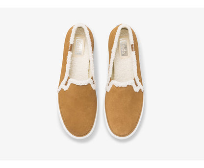Women Double Decker Suede Faux Shearling Brown - Keds