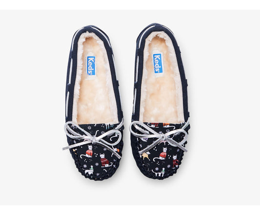 Women Moccasin Slipper Navy Cat Multi - Keds