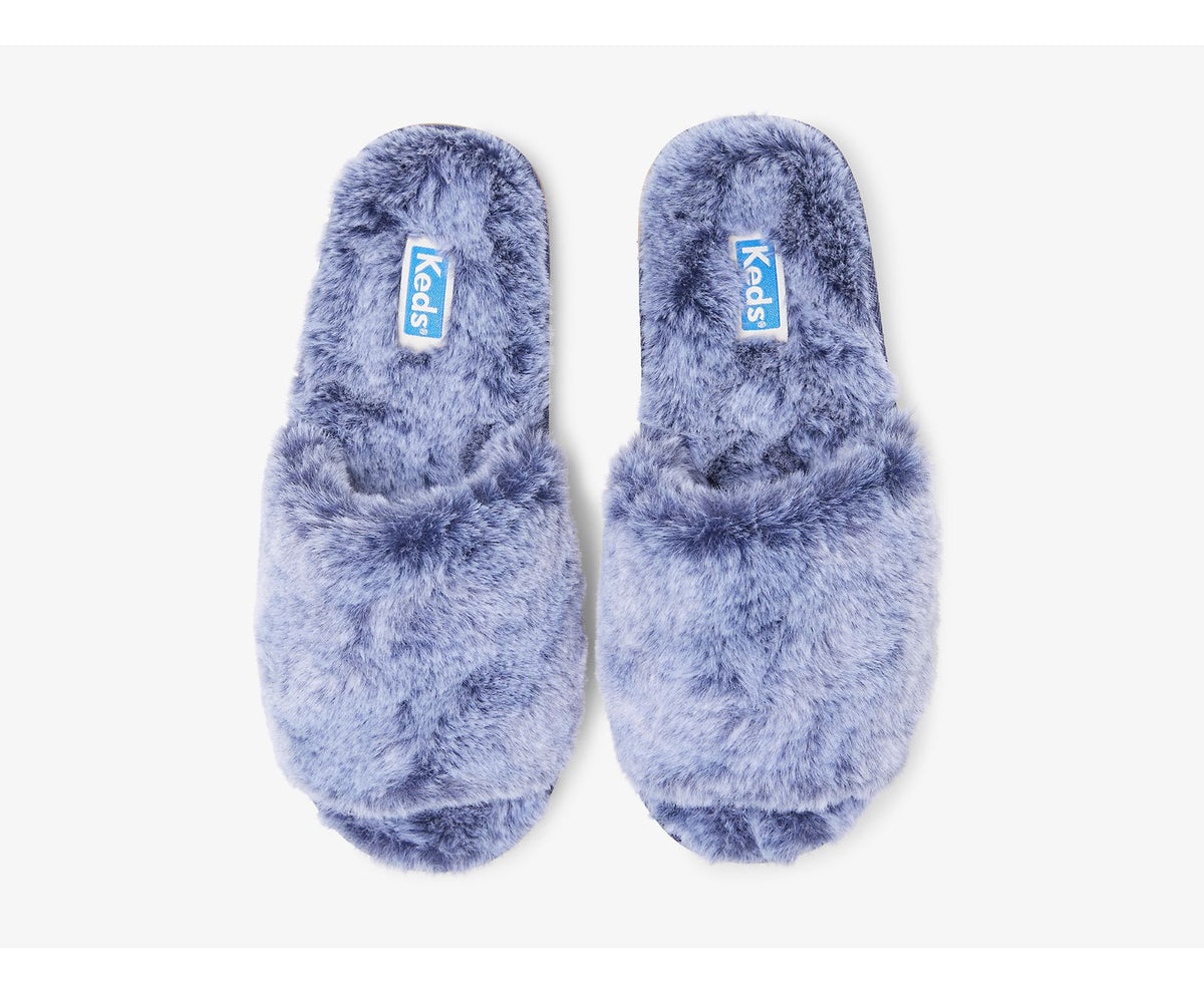 Women Fuzzy Slide Slipper Blue - Keds