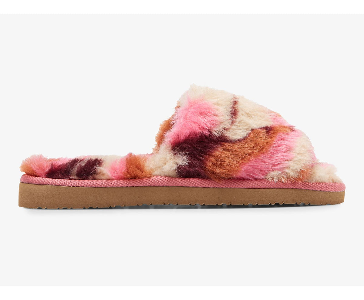 Women Fuzzy Slide Slipper Pink Camo - Keds