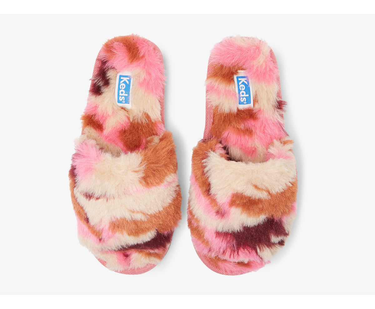 Women Fuzzy Slide Slipper Pink Camo - Keds