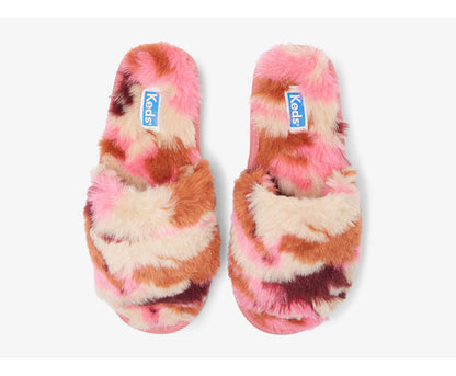 Women Fuzzy Slide Slipper Pink Camo - Keds