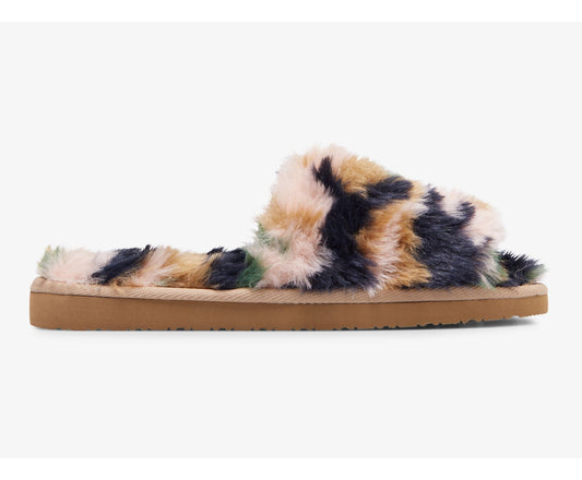Women Fuzzy Slide Slipper Green Camo - Keds