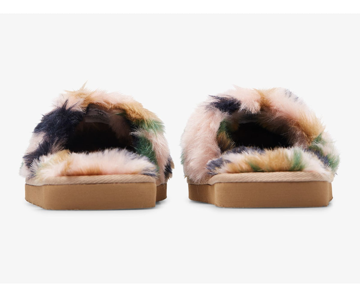 Women Fuzzy Slide Slipper Green Camo - Keds