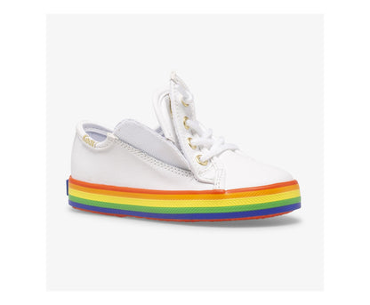 Women Little Kid's Kickstart Leather Jr Rainbow White/Rainbow - Keds