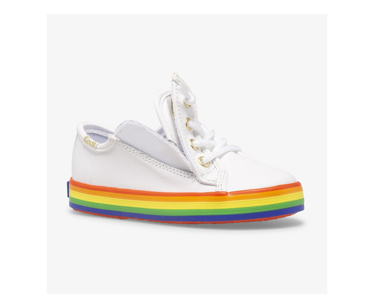 Women Big Kid's Kickstart Leather Jr Rainbow White/Rainbow - Keds