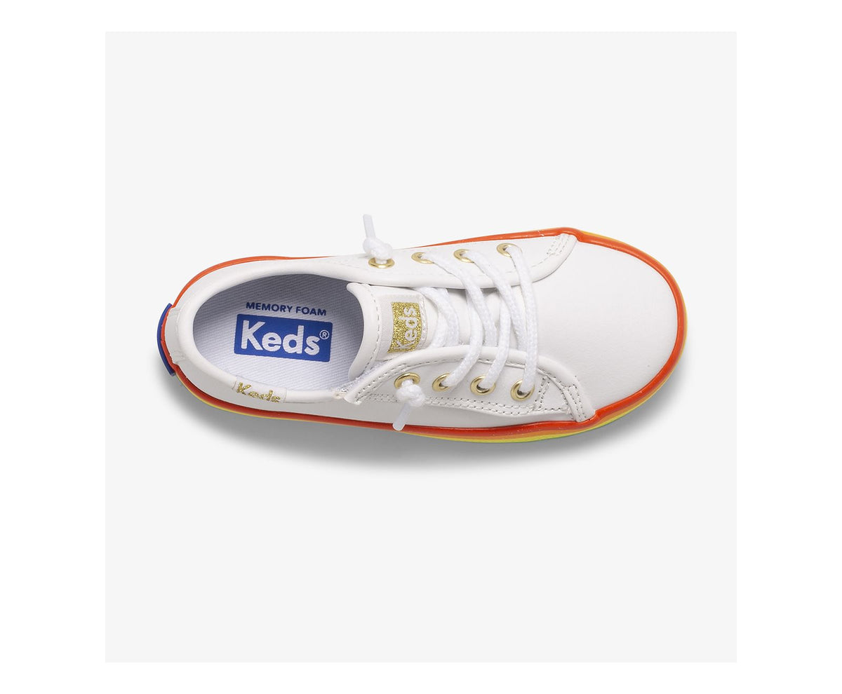 Women Big Kid's Kickstart Leather Jr Rainbow White/Rainbow - Keds