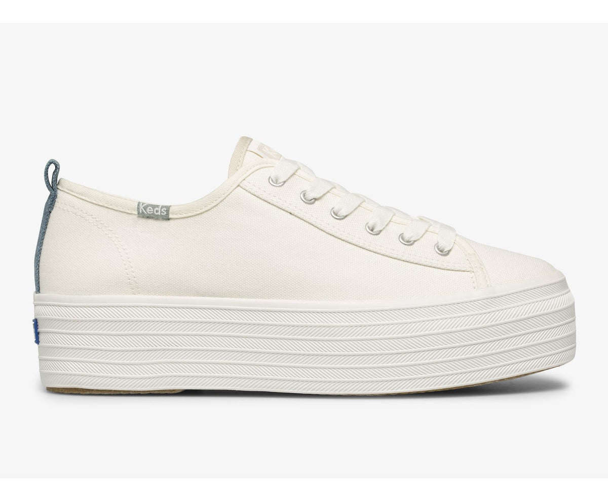 Women Triple Up Feat. Organic Cotton Webbing Cream Indigo - Keds