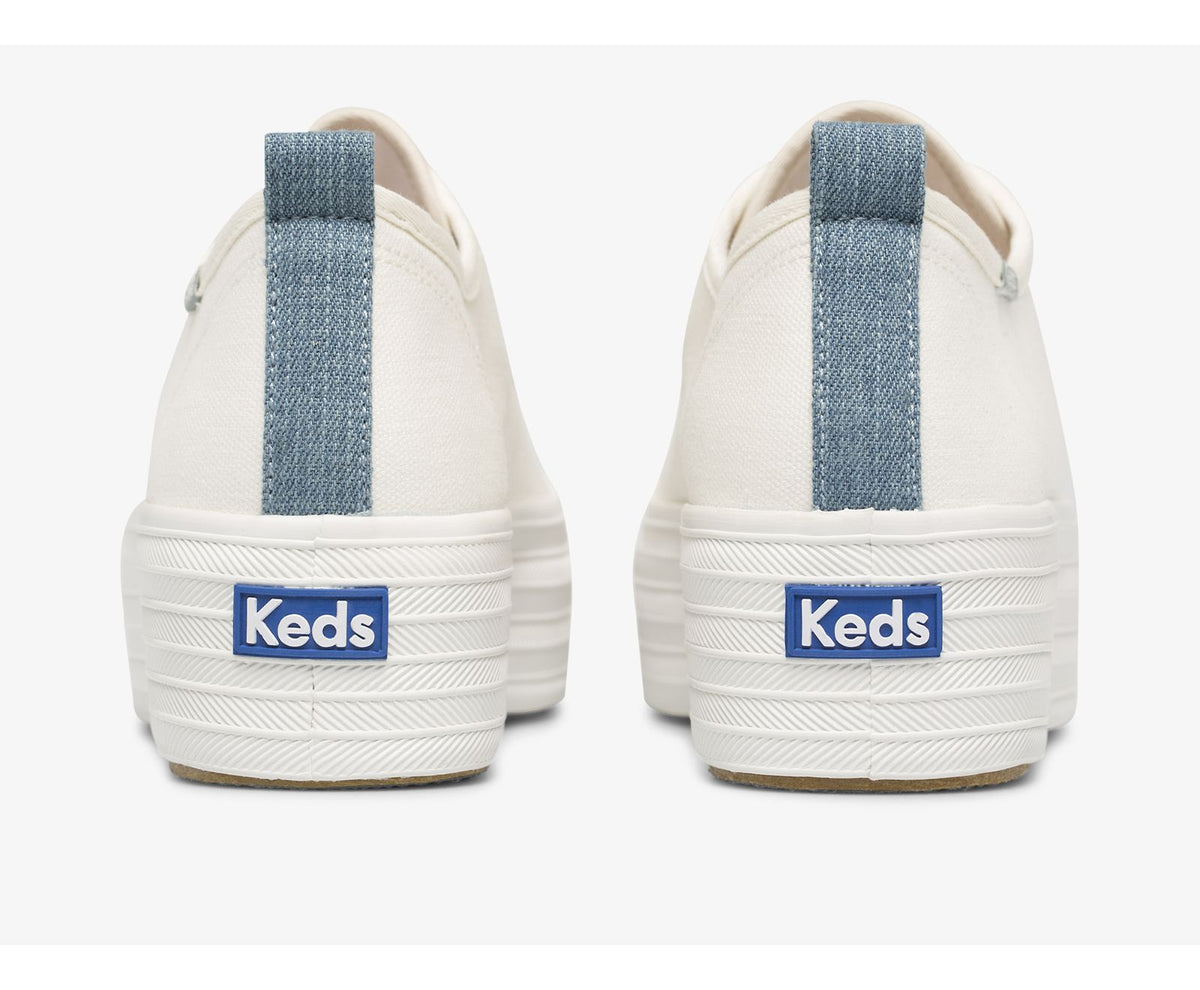 Women Triple Up Feat. Organic Cotton Webbing Cream Indigo - Keds