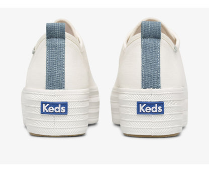 Women Triple Up Feat. Organic Cotton Webbing Cream Indigo - Keds