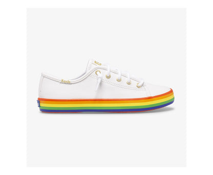 Girls Big Kid's Kickstart Leather Rainbow White/Rainbow - Keds