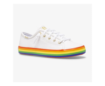 Girls Big Kid's Kickstart Leather Rainbow White/Rainbow - Keds