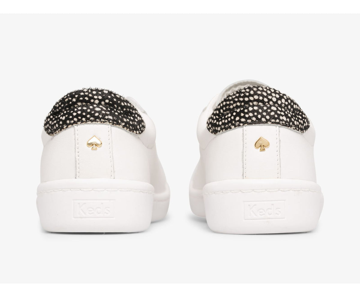 Women Keds x kate spade new york Ace Leather Calf Hair White Black Leopard - Keds