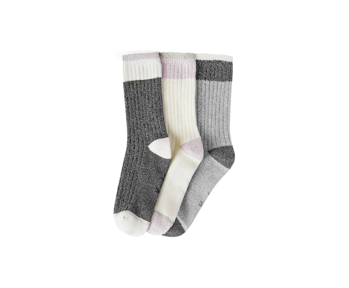 Women 3 Pk Crew Boot Socks Grey Asst - Keds