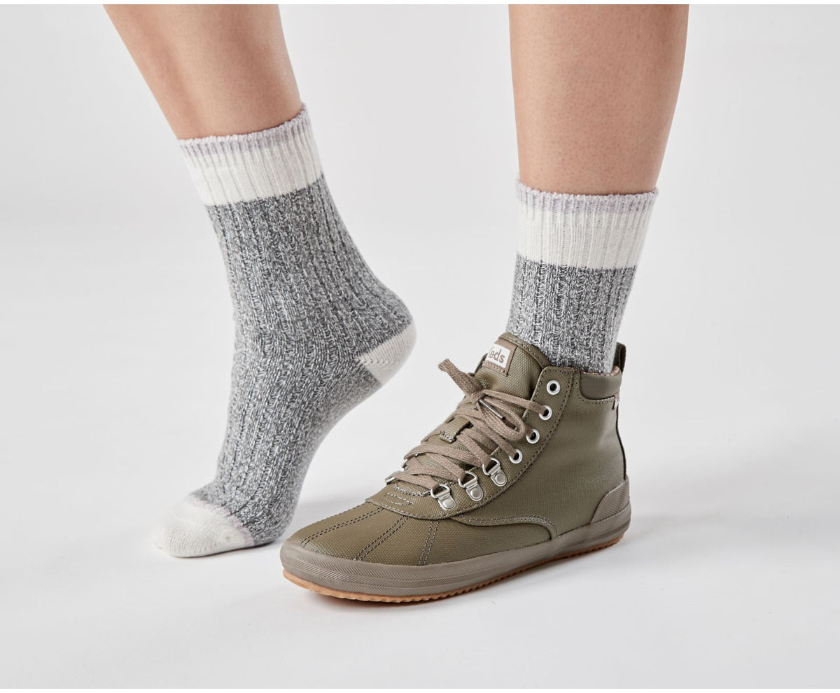 Women 3 Pk Crew Boot Socks Grey Asst - Keds