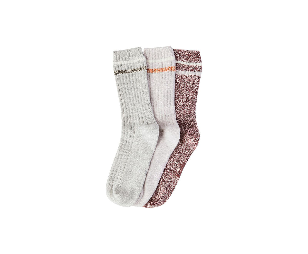 Women 3 Pk Crew Boot Socks Mauve Asst - Keds