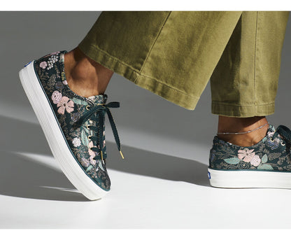 Women Keds x Rifle Paper Co. Triple Kick Colette Jacquard Green/Multi - Keds