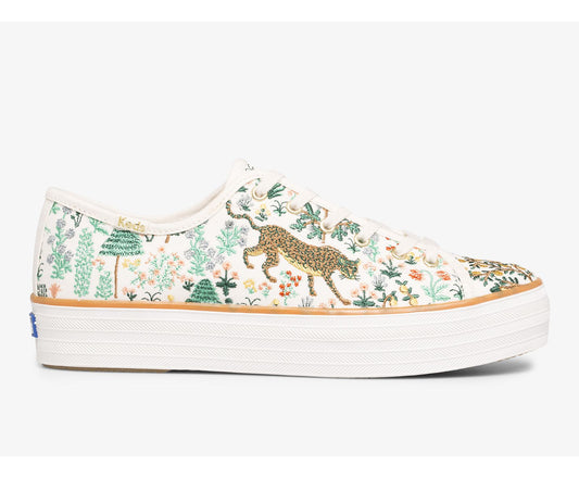 Women Keds x Rifle Paper Co. Triple Kick Menagerie Embroidered Cream/Multi - Keds
